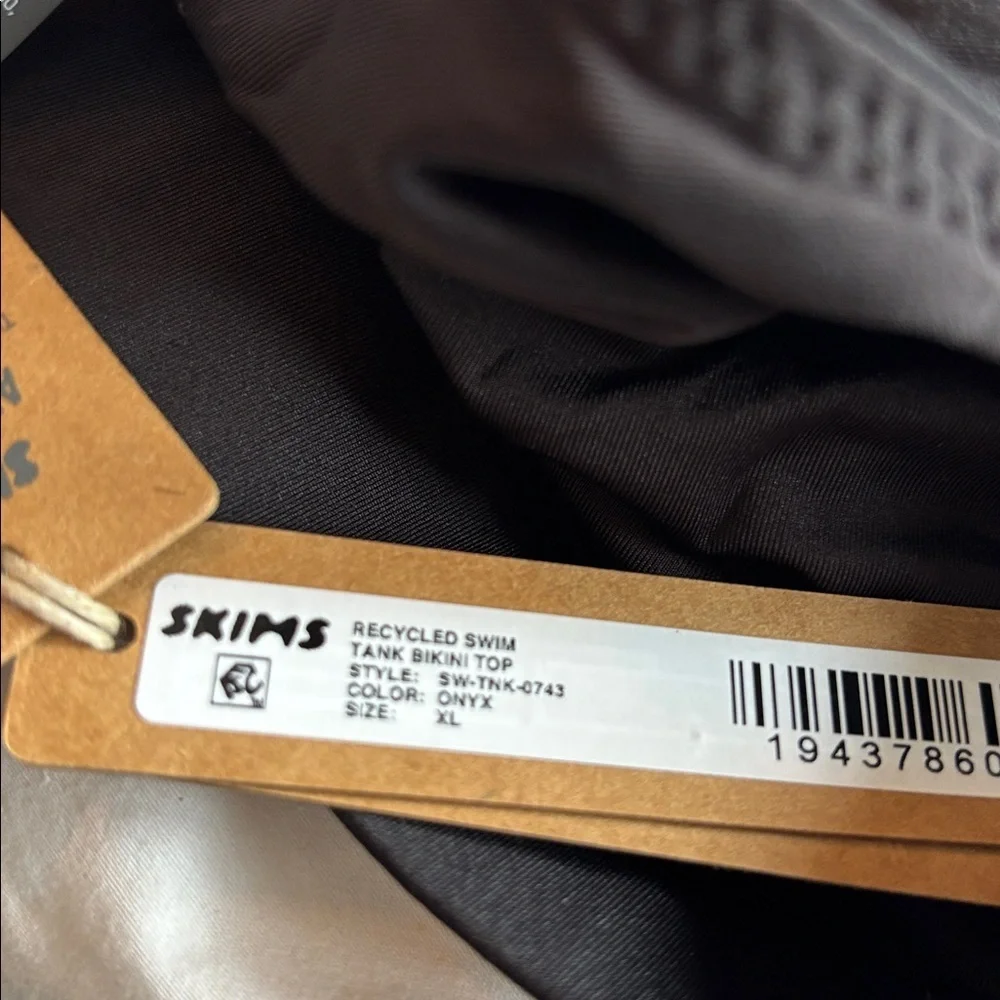 Skims black onyx recycled tank bikini top NWT size XL